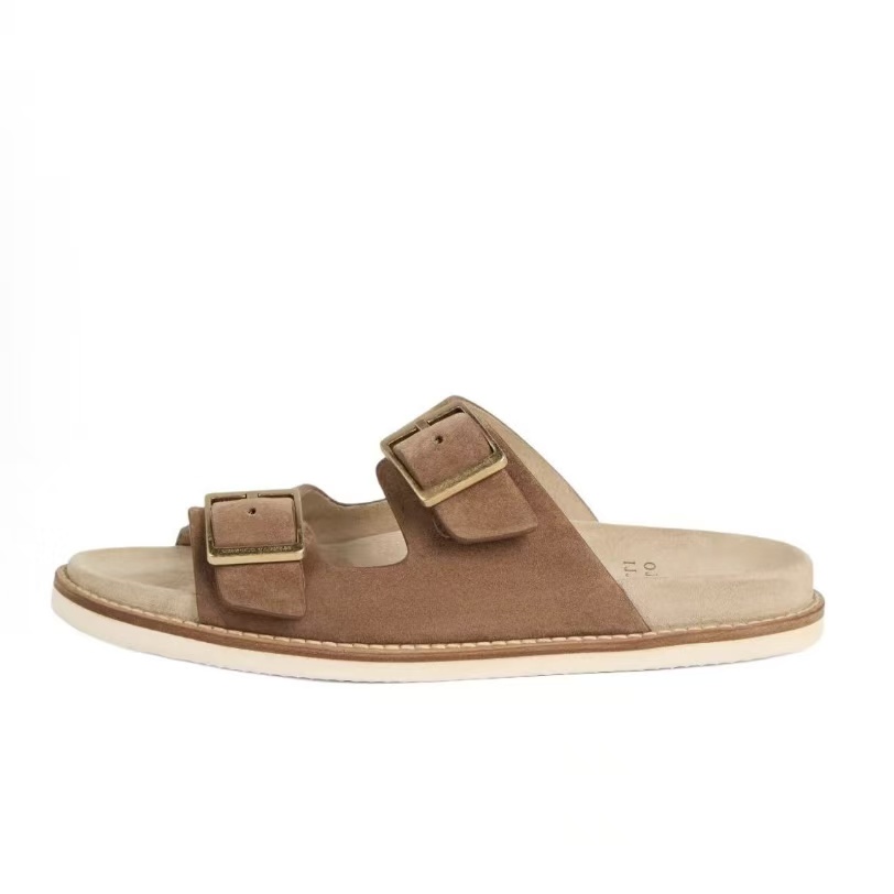 브루넬로 쿠치넬리 스웨이드 더블 스트랩 샌들 남성 브라운