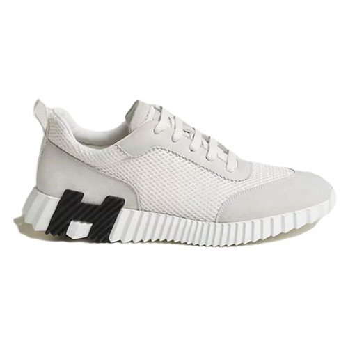 에르메스 바운싱 파라슈트 패브릭·스웨이드 고트스킨 스니커즈 블랑