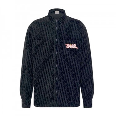 디올 x 카우스 코튼 블렌드 데님 오버셔츠 블루 513D595A321X-C584 (X공장)