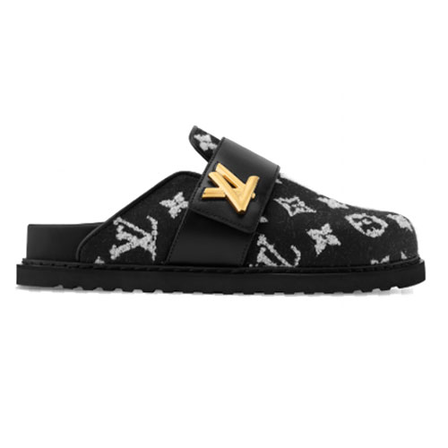 루이비통 코지 플랫 페이턴트 모노그램 여성 컴포트 클로그 블랙 1AAW6Q