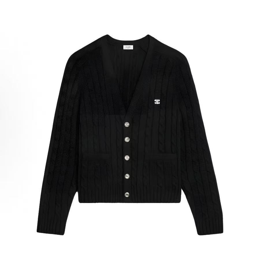 셀린느 케이블 니트 캐시미어 가디건 블랙 (X공장)