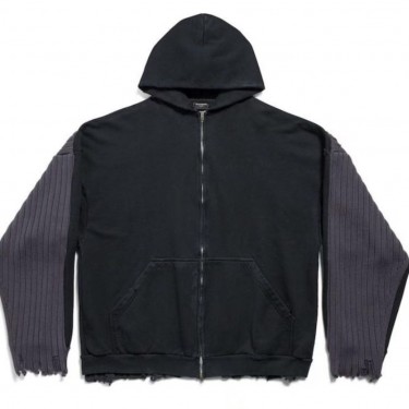 발렌시아가 링 디테일 후드 니트 집업