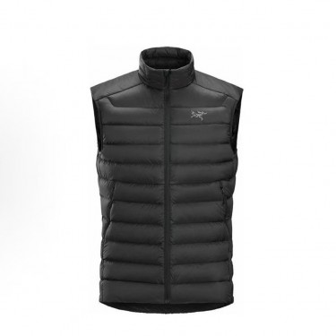 아크테릭스 로고 프린트 구스다운 베스트 블랙