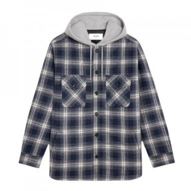 셀린느체크 캐시미어 후드 셔츠 자켓 (X공장)