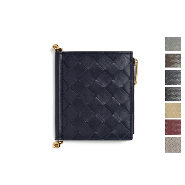 보테가베네타 솔스티스 가죽 스몰 폴더형 지갑 810596V4R414184