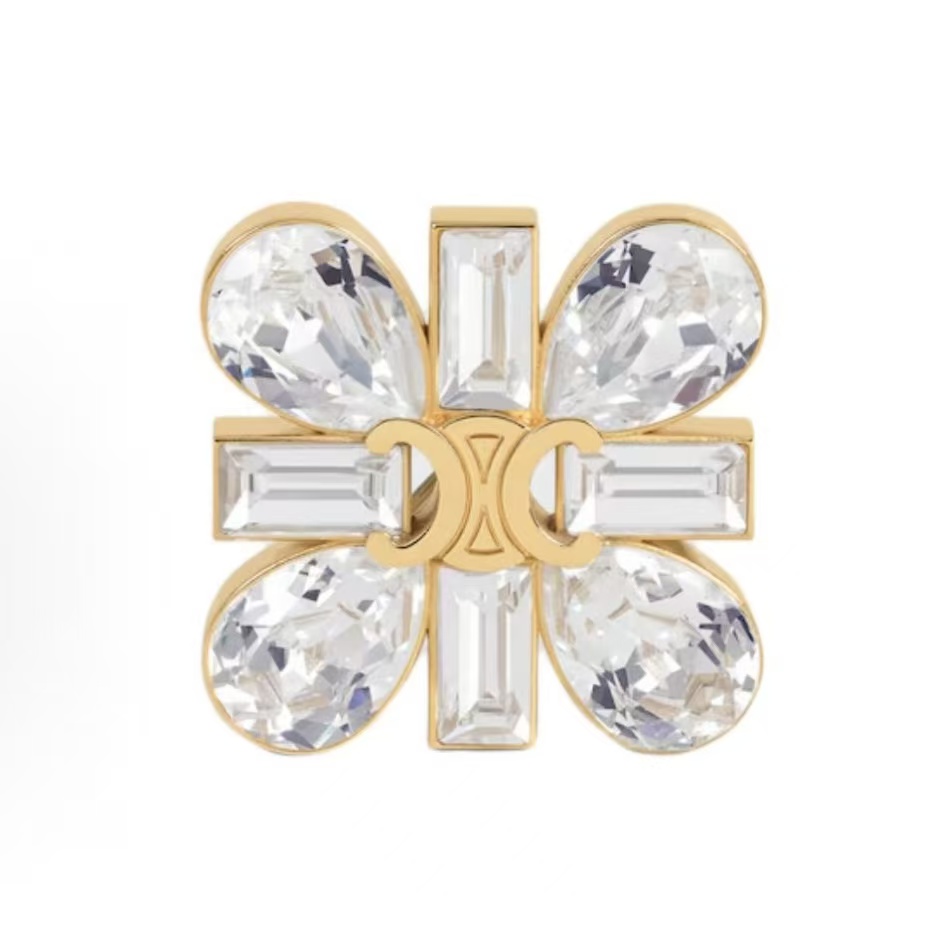 셀린느 로고 각인 브라스 브로치 여성용 골드