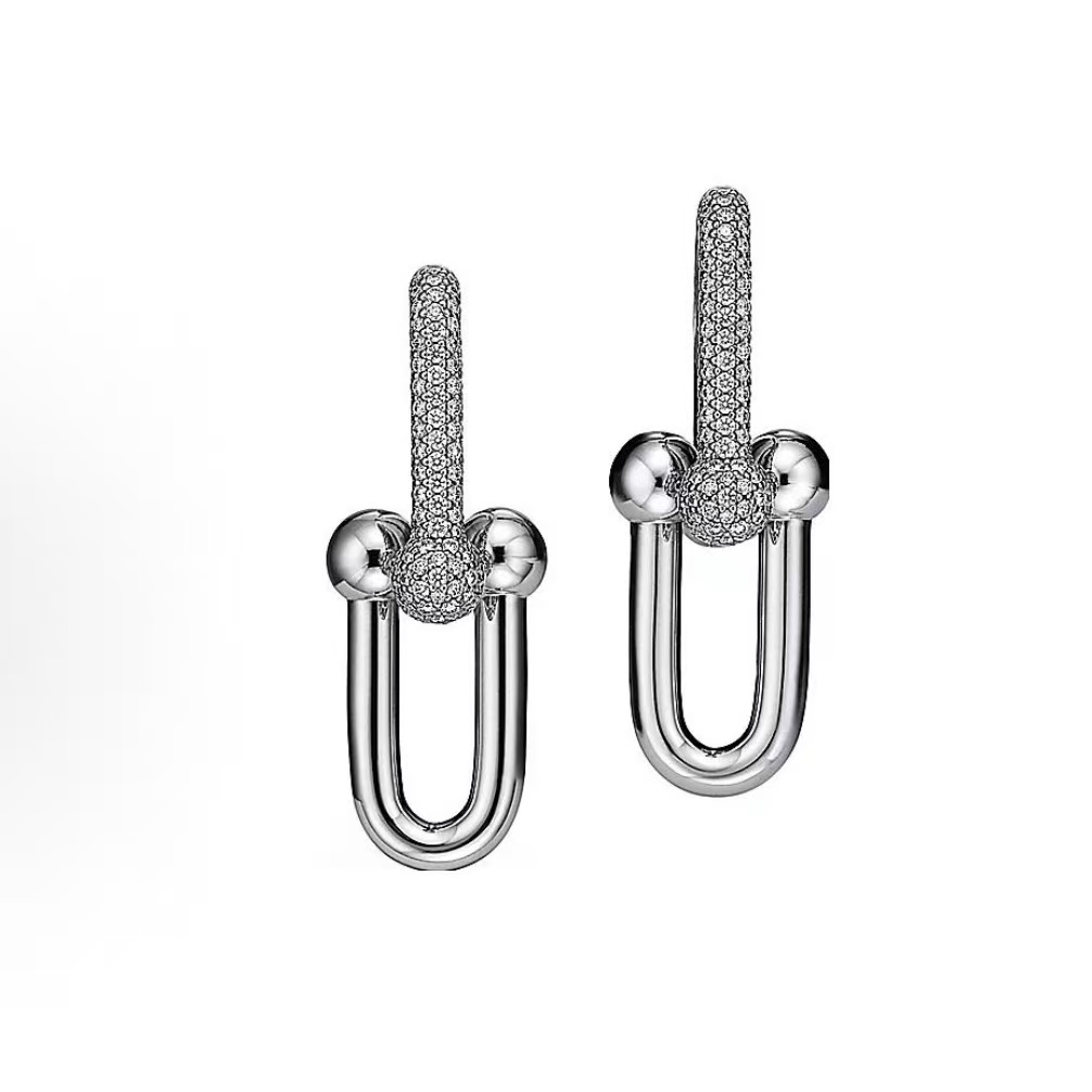 티파니 HardWear 시리즈 모던 개성 있는 이어링 여성용 실버