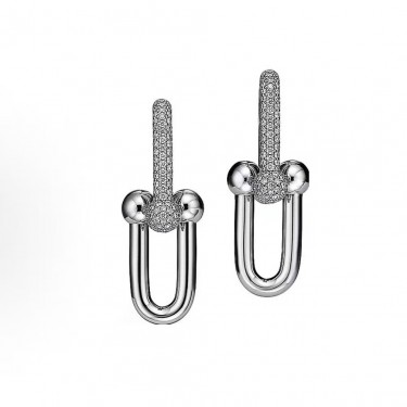 티파니 HardWear 시리즈 모던 개성 있는 이어링 여성용 실버