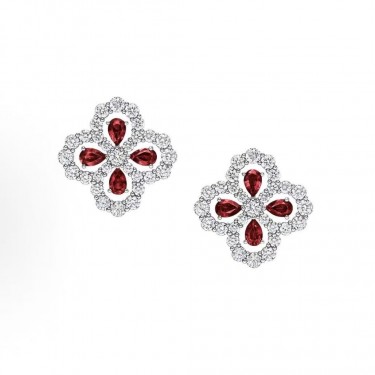 해리 윈스턴 오픈워크 세팅 다이아몬드 이어링 여성 레드