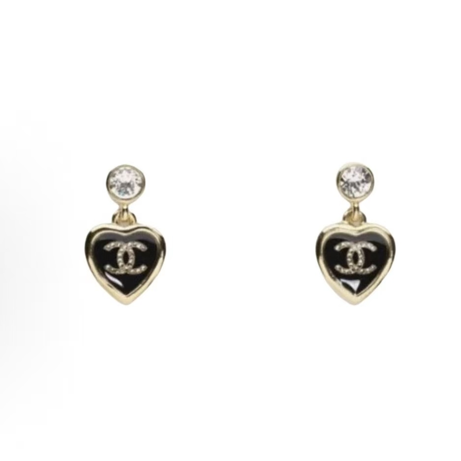 샤넬 25B 가을겨울 브랜드 디자인 스터드 이어링 남녀공용 블랙