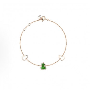 Qeelin Wulu 시리즈 호리병 펜던트 로즈 골드 다이아몬드 팔찌 여성용