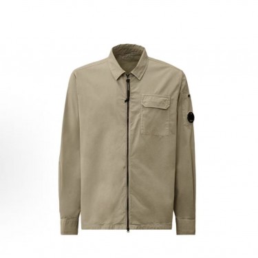 C.P.컴퍼니 지퍼 로고 포켓 긴팔 재킷 남성용 카키 (탑몽X)