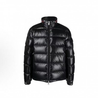 몽클레르 Bourne 솔리드 하이넥 지퍼 루즈핏 다운 재킷 남성용 블랙 (탑몽X)