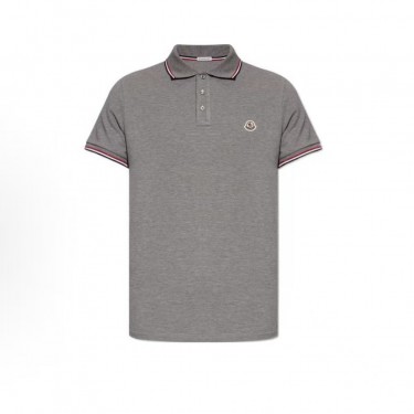 몽클레르 남성 솔리드 컬러 오버핏 폴로 반소매 티셔츠 그레이 (탑몽X)
