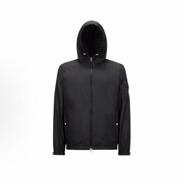 몽클레르 FW24 Etiache 솔리드 컬러 후드 지퍼 트렌치 재킷 남성용 (탑몽X)