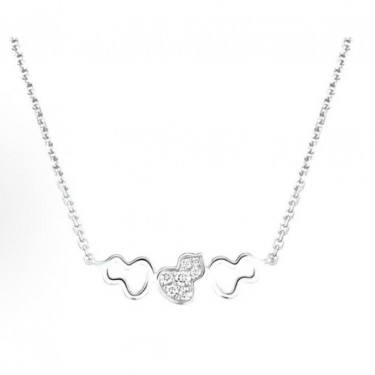 큐일린 Wulu 시리즈 18K 화이트골드 홀로우 다이아몬드 목걸이 여성용