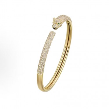 까르띠에 팬더 드 까르띠에 패턴 장식 18K 골드 팔찌 여성용