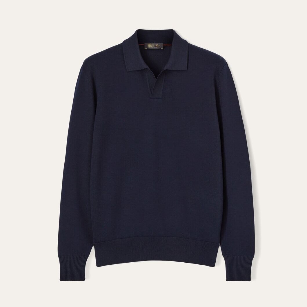 로로피아나 FW25 긴팔 라인 포인트 폴로셔츠 남성용 블루 (B+공장)