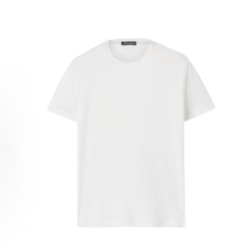 로로피아나 SS23 솔리드 라운드넥 반팔 티셔츠 남성용 화이트 (B+공장)