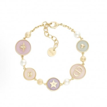 디올브랜드 로고 배지 장식 레진 커플 브레이슬릿