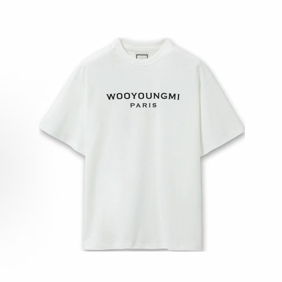 WOOYOUNGMI 솔리드 라운드넥 반팔 티셔츠 남녀공용 화이트