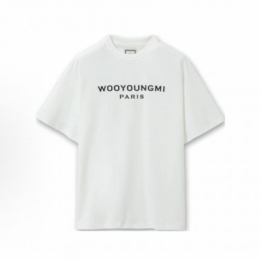 WOOYOUNGMI 솔리드 라운드넥 반팔 티셔츠 남녀공용 화이트