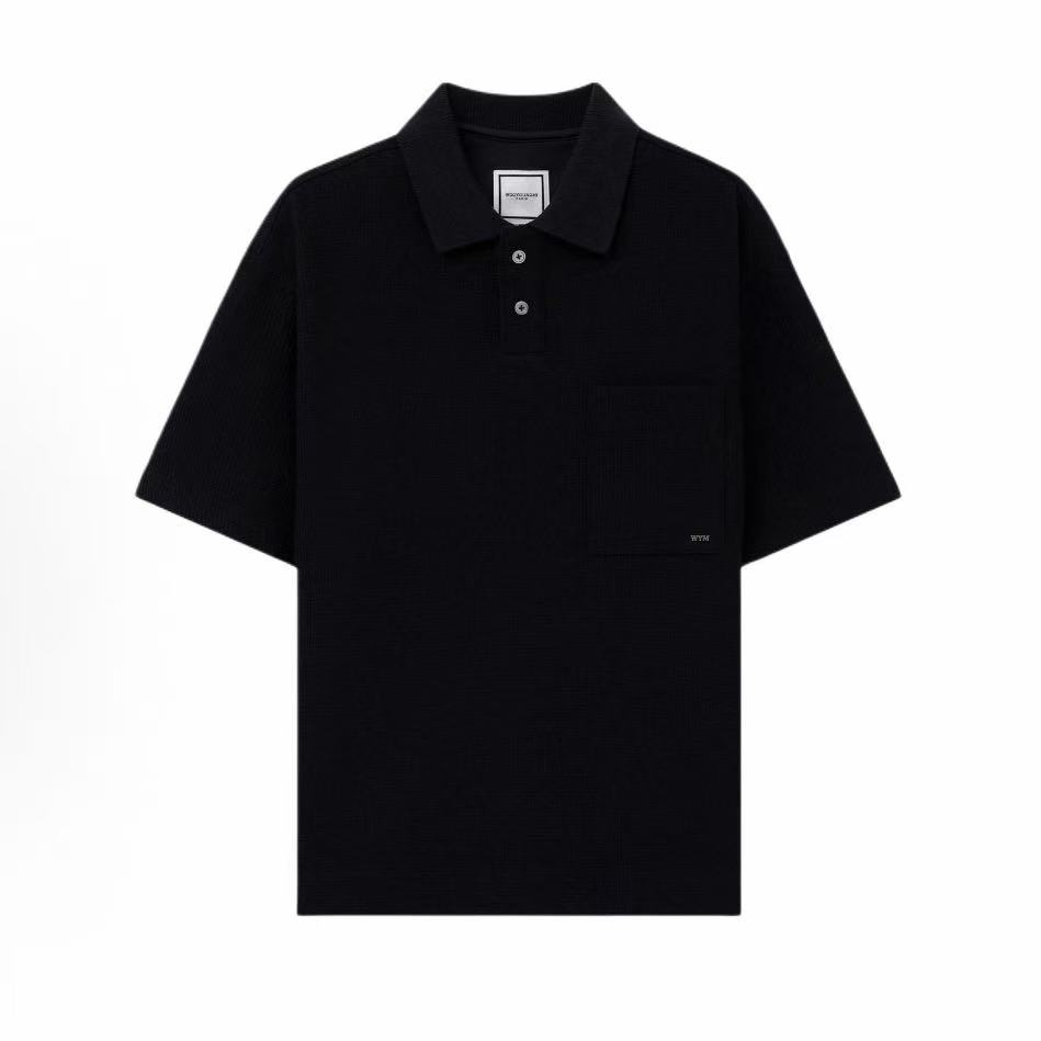 우영미 기본 단색 캐주얼 반팔 폴로셔츠 남성용 네이비