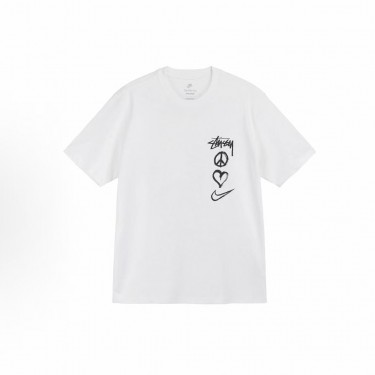 나이키 x 스투시 SS22 컬렉션 빈티지 하트 로고 프린트 라운드 반소매 티셔츠 아시아  화이트