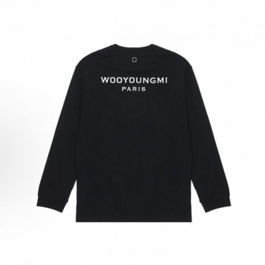 우영미 SS22 솔리드 크루넥 풀오버 롱슬리브 티셔츠 블랙