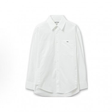 우영미 SS25 캐주얼 스프레드 칼라 싱글 버튼 긴팔 셔츠 남성 화이트