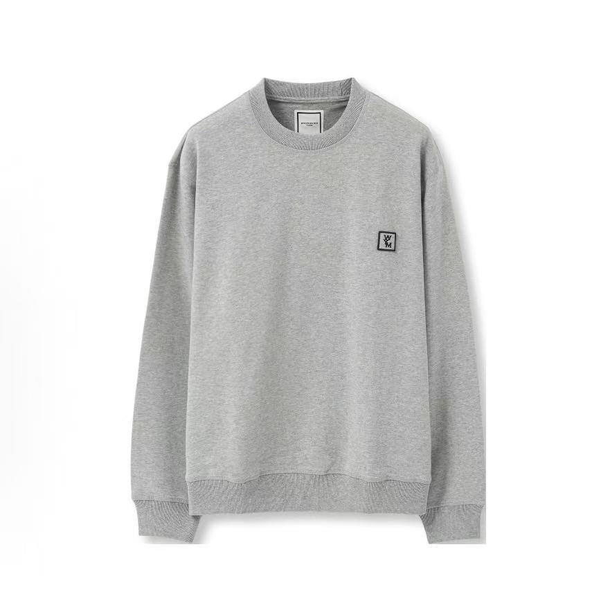 우영미 레터링 프린트 라운드넥 스웨트셔츠 남성용 그레이