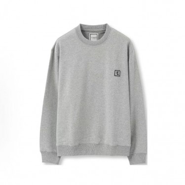 우영미 레터링 프린트 라운드넥 스웨트셔츠 남성용 그레이