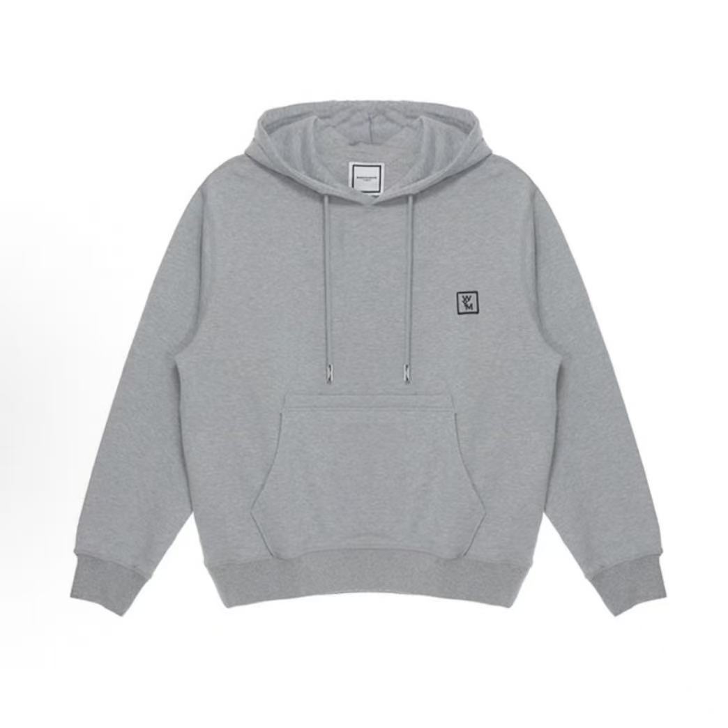 우영미 FW24 레터 로고 후드 긴팔 맨투맨 남성 그레이