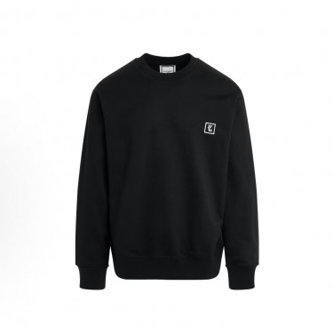 우영미 로고 크루넥 맨투맨 남성용 블랙