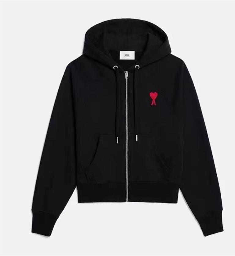 아미파리스 SS23 로고 엠블럼 프린트 지퍼 후드 스웨트셔츠 블랙 (탑아미공장)