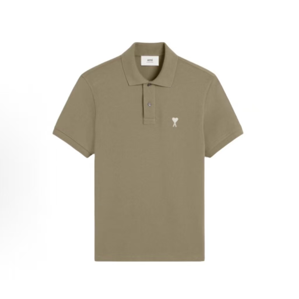 아미파리스 화이트 하트 자수 코튼 반팔 폴로셔츠 야계그린 (탑아미공장)