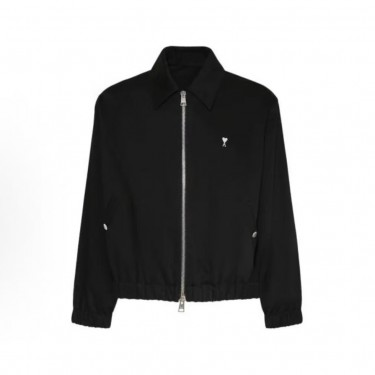 아미파리스 단색 하트 자수 코튼 카라 긴팔 재킷 자켓 블랙 (탑아미공장)