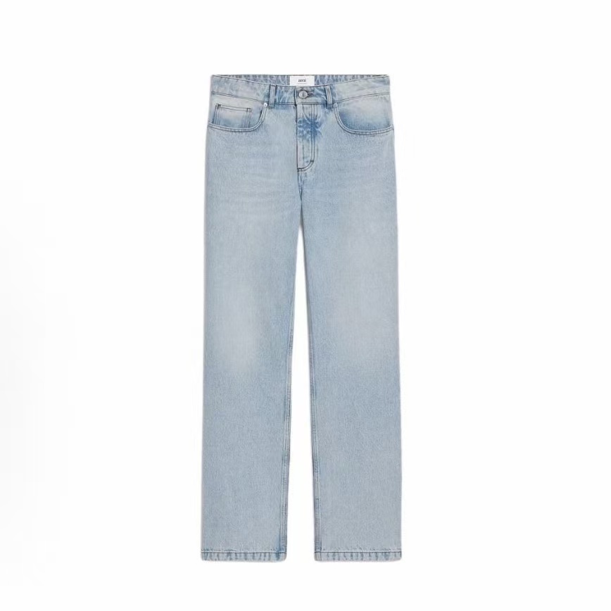 아미파리 워싱 캐주얼 스트레이트 데님 팬츠 연청색 (탑아미공장)