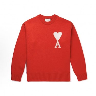 아미파리 남성 라운드넥 긴팔 니트 스웨터 딥 네이비 레드 (탑아미공장)