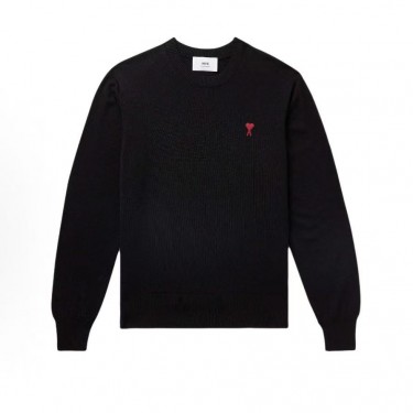 아미파리 하트 로고 미니 자수 크루넥 울 니트 남성 블랙 (탑아미공장)