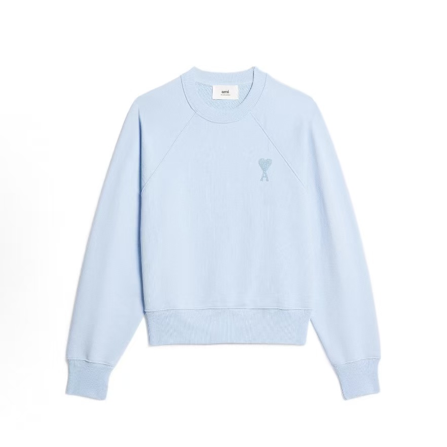 아미파리 SS23 레드 하트 자수 크루넥 맨투맨 유니섹스 스카이 블루 (탑아미공장)