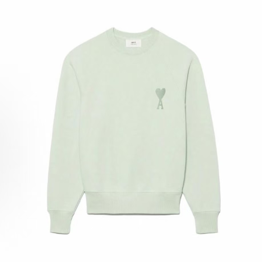 아미파리 SS22 하트 로고 자수 라운드넥 긴팔 맨투맨 남성용 그린 (탑아미공장)