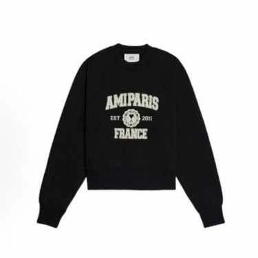 아미파리 FW22 레터링 로고 프린트 풀오버 맨투맨 블랙 (탑아미공장)