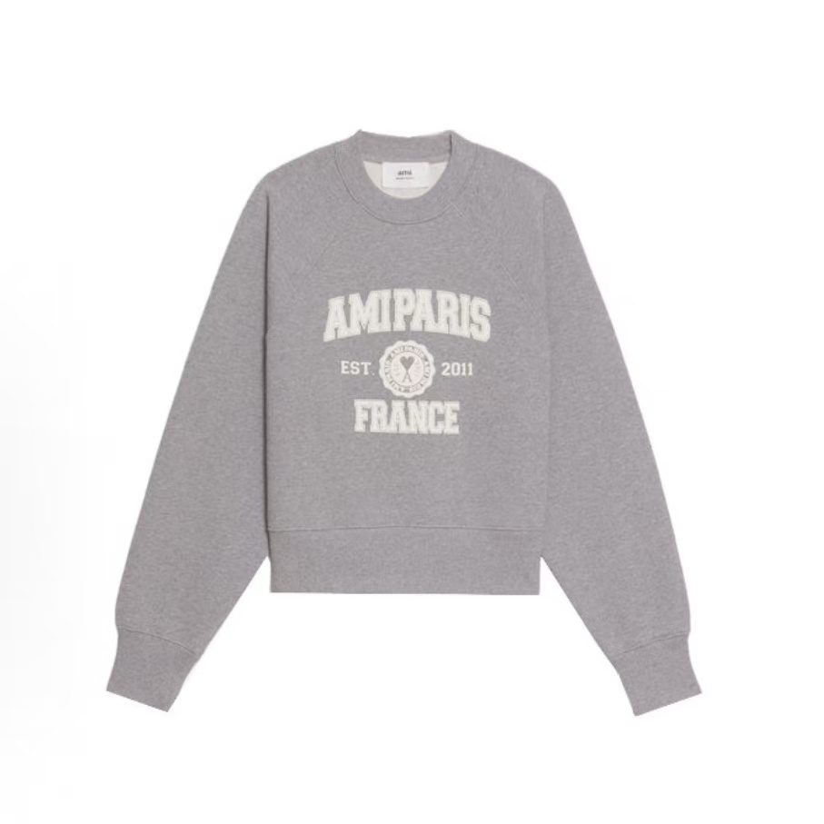 아미파리 FW22 레터링 로고 프린트 풀오버 맨투맨 그레이 (탑아미공장)