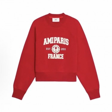 아미파리 FW22 레터링 로고 프린트 풀오버 맨투맨 레드 (탑아미공장)