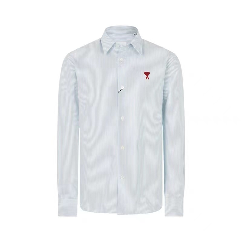 아미파리 SS24 레드 하트 스트라이프 긴팔 셔츠 블루 화이트 (탑아미공장)