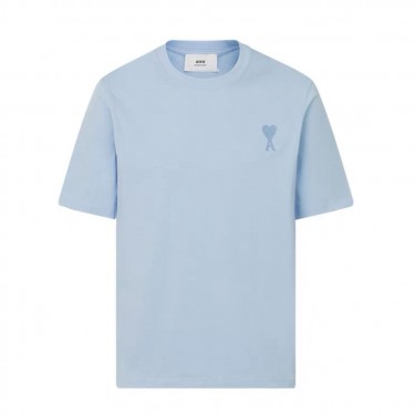 아미파리 SS23 레드 하트 자수 반팔 티셔츠 블루 (탑아미공장)