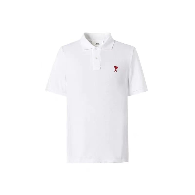 아미파리 SS24 컴포트 핏 하트 패턴 코튼 반팔 폴로 셔츠화이트 (탑아미공장)
