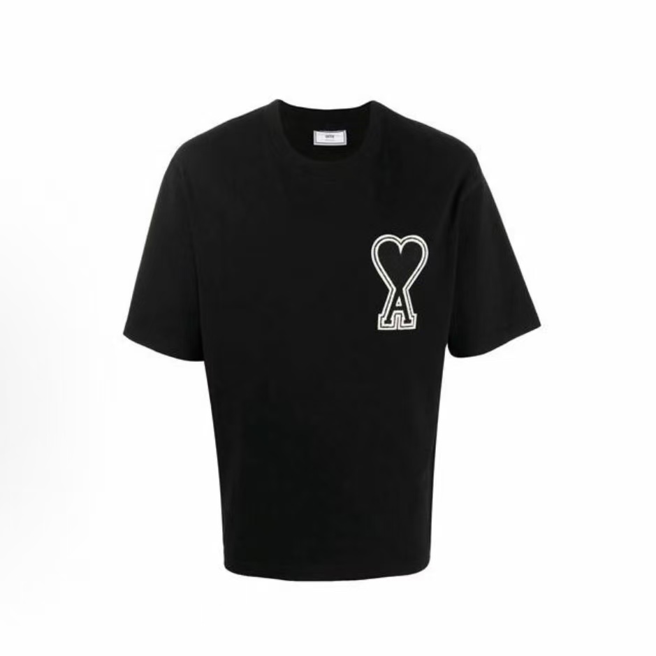 아미파리 SS21 하트 로고 자수 라운드넥 반소매 티셔츠 블랙 (탑아미공장)
