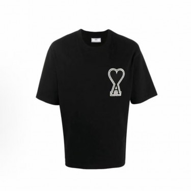아미파리 SS21 하트 로고 자수 라운드넥 반소매 티셔츠 블랙 (탑아미공장)